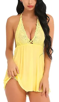 Buy Ceniz Women's Babydoll Backless Lingerie Nightwear Dress For Women  Girls  Hot Sexy Above Knee First Night Dress/thongs For Honeymoon (free  Size, Yellow) Online In India At Discounted Prices