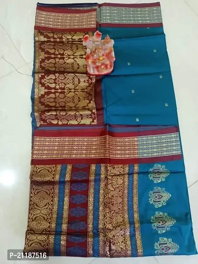 Offwhite and Blue Odisha Khandua Silk Saree - Crafts Collection