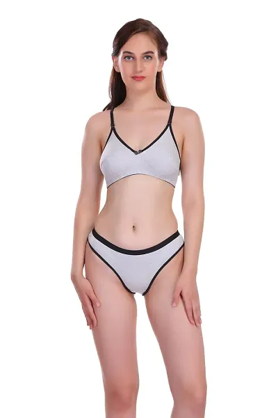Trendy Multicoloured Cotton Spandex Matching Bra Panty Set from click 2 buy