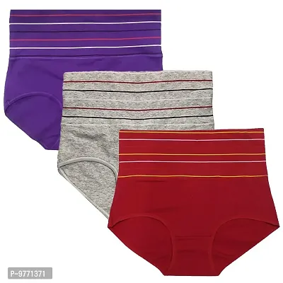 Buy Fshway Women's Cotton Spandex High Waist Tummy Control Panty Brief Full  Coverage Shapewear Underwear Pack of 3 - Free Size: 30 to 36  (Pink-Red-Grey) Online In India At Discounted Prices