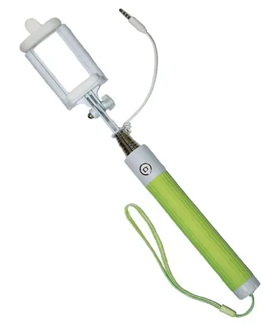 Foldable Pocket Wired Selfie Stick Foldable From 7.8"-31.5" With Cable All In One Monopod For Android & iOS (Green)
