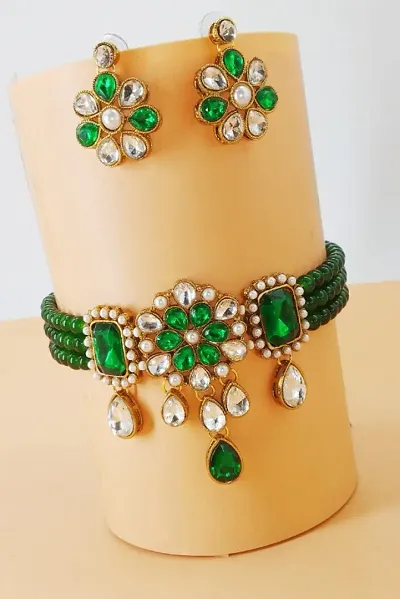 Trendy Alloy Necklace with Earring for Women