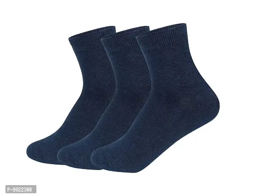 BEST FRIENDS FOREVER Premium Cotton Plain Ankle Office/School/Sports Socks for Men's and Women's (Navy Blue, 3)