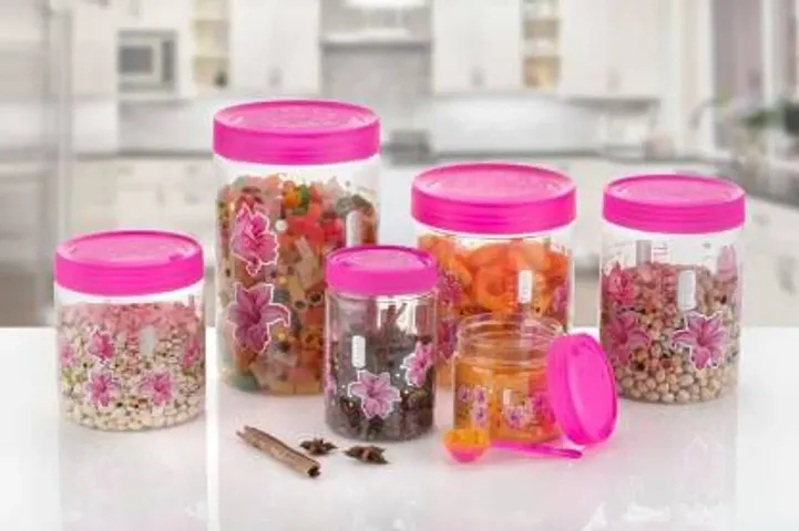 Plastic Round Storage Jar's & Container With Spoons