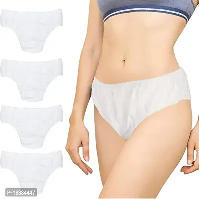Women's Disposable Underwear for Travel-Hospital Stays - Cotton Panties  White