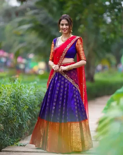 New Trendy Party Wear Half Saree With Blouse and Dupatta
