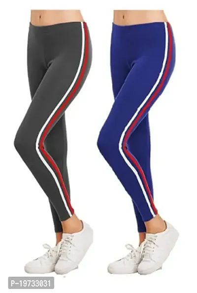 women's side stripped ankle length jegging Combo Pack Of