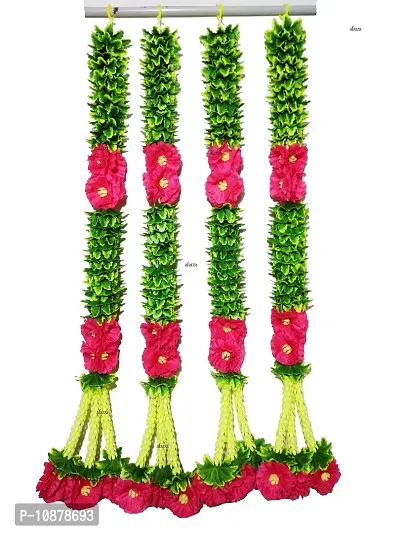 AFARZA; CHOICE GOOD FEEL GOOD Home Decor Artificial Flower Garland Toran Latkan for Door Decoration Main Gate Wall Hanging Diwali Strings (2.5 ft, Green Pink) - Pack of 4