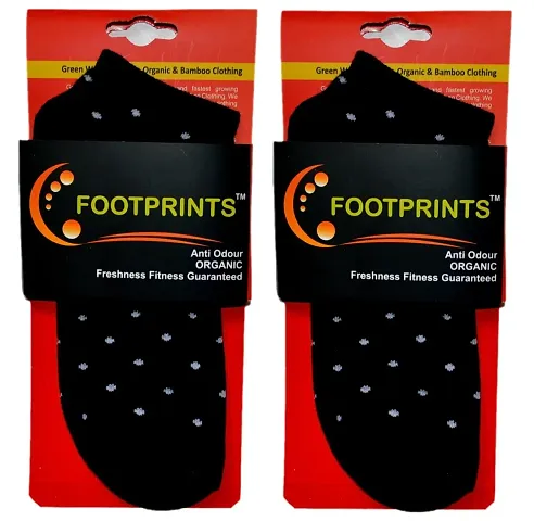 Footprints Organic Cotton- Women Loafers- No Show Socks(Pack of 2 Pairs)-Black