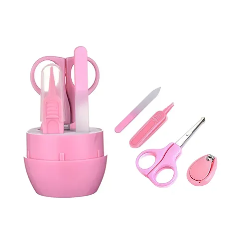 Extra Safe, Baby Grooming Kit With Nail Clipper, Scissor, File And Tweezer For Kids, With Attractive Portable Case- Pink