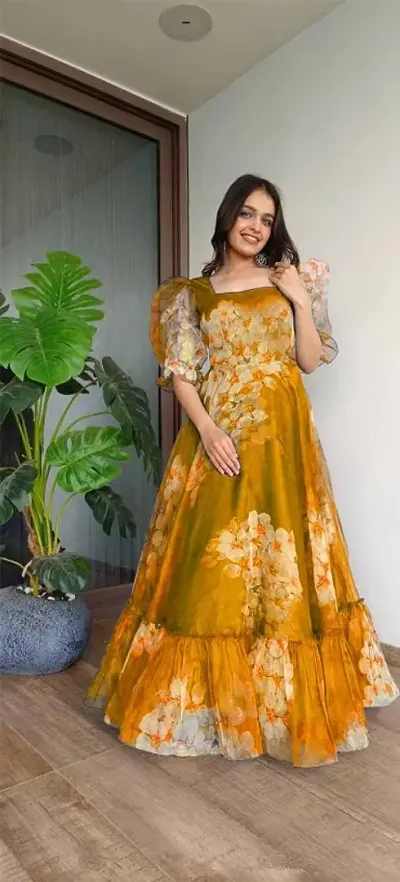 Bollywood Style Georgette Ethnic Gowns from Namaste Fashion India