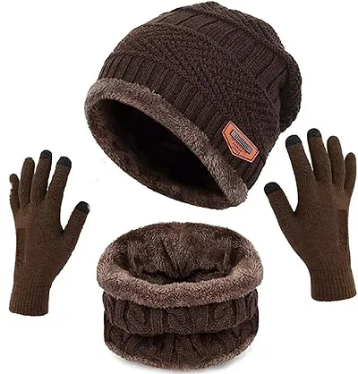 Classy Woolen Beanie With Gloves