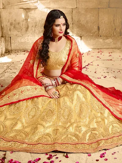 Blue Red & Gold Embroidered Lehenga Choli with Threadwork Dupatta – Gunj  Fashion