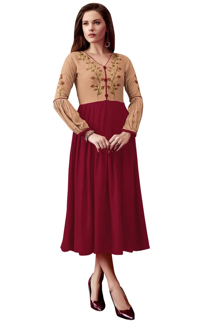 Buy Tonkiza Creations Chiku Color Rayon Fabric Stitched KurtiKurta for  Women Brown at Amazonin