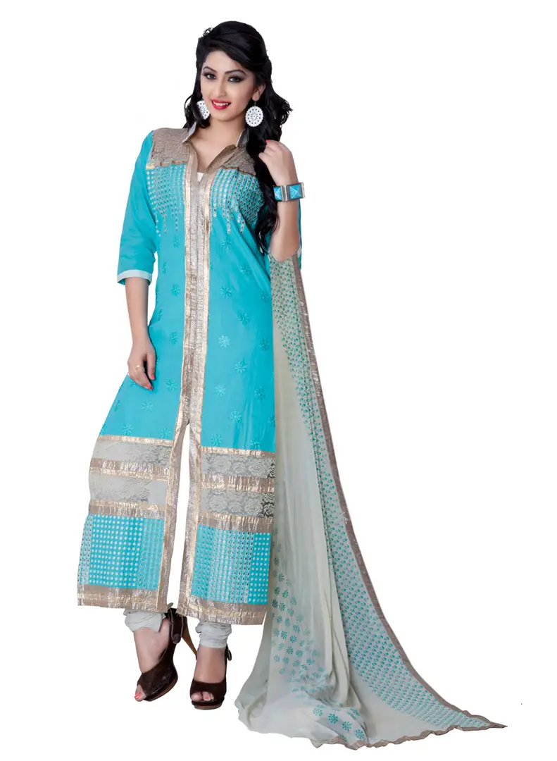 Women'S Light Peach Unstitched Heavy Handwork And Fancy Border With Weaving  Dupatta Modal Chanderi Cotton Dress Material (MSMFC11146C)