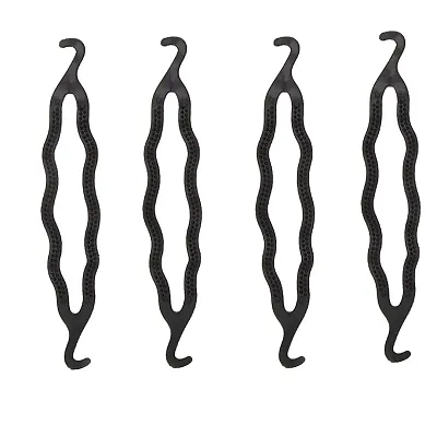 Premium Hair Styling Clip Bun Maker Braid Tool Bun (Black) Set Of 4 Pieces