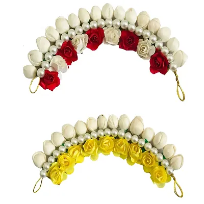 Stylish Wedding Hair Bun Gajra Hair for Women in Yellow red White Hair Juda Bun Hair Stylish Wedding Hair Bun Gajra Hair for Women in Yellow red White Hair Juda Bun Hair