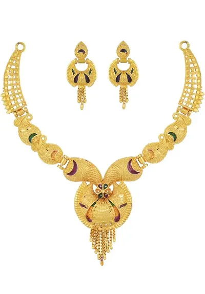 Elegant Gold Plated Alloy AD Stone Work Choker Jewellery Set