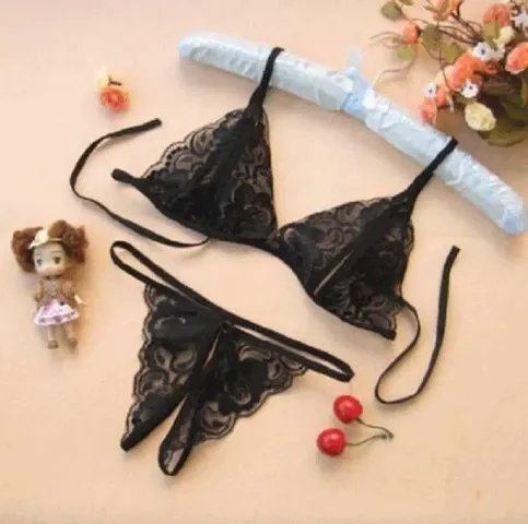 Buy Pibu-women's Net Bikni Bra Panty Set For Women Lingerie Set