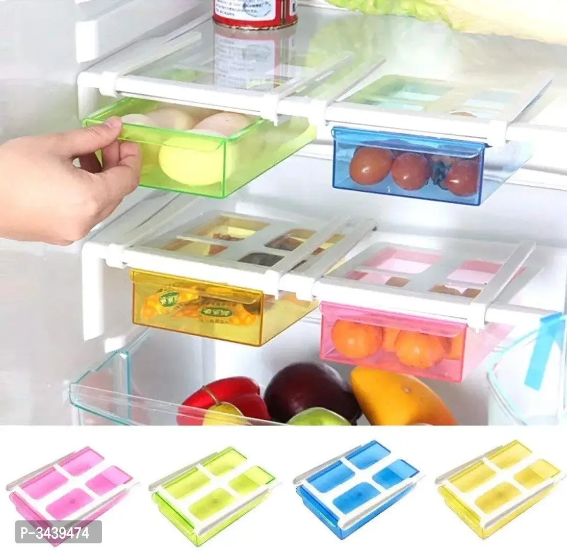 Olives And Berries Pack Of 4 Fridge Space Saver Organizer Slide