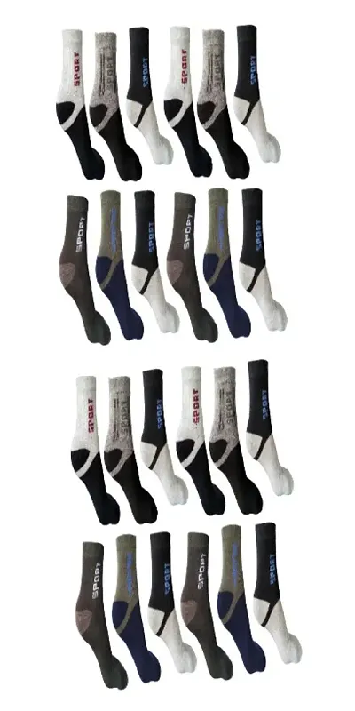 Fancy Combos Of 12 Pairs Cotton Socks For Men