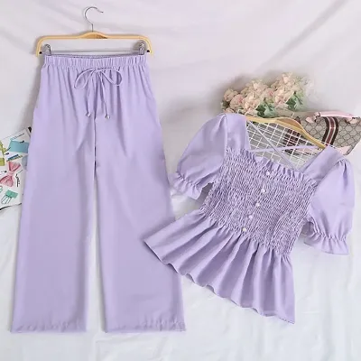 Elegant Women Crop Top and Bottom Set