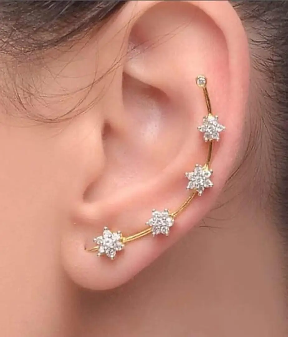 Flipkartcom  Buy vishka Sui Dhaga Gold Earrings  Ad Earrings  American  Diamond Earrings  Drop Earring Brass Drops  Danglers Online at Best  Prices in India