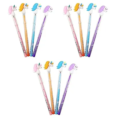 Set Of 12 Multicolor Unicorn Theme Push Pencils