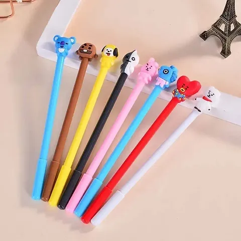 Stylish BTS Themed Pens With Pen Topper| Pack of 4 KPOP Unique And Cute Pens| Random Design |Multicolor