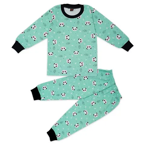Cotton Printed Night Top with Bottom Set For Kids