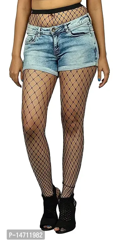 Black Short Fishnet Socks - Women Girls Mid Calf Length Sheer Mesh