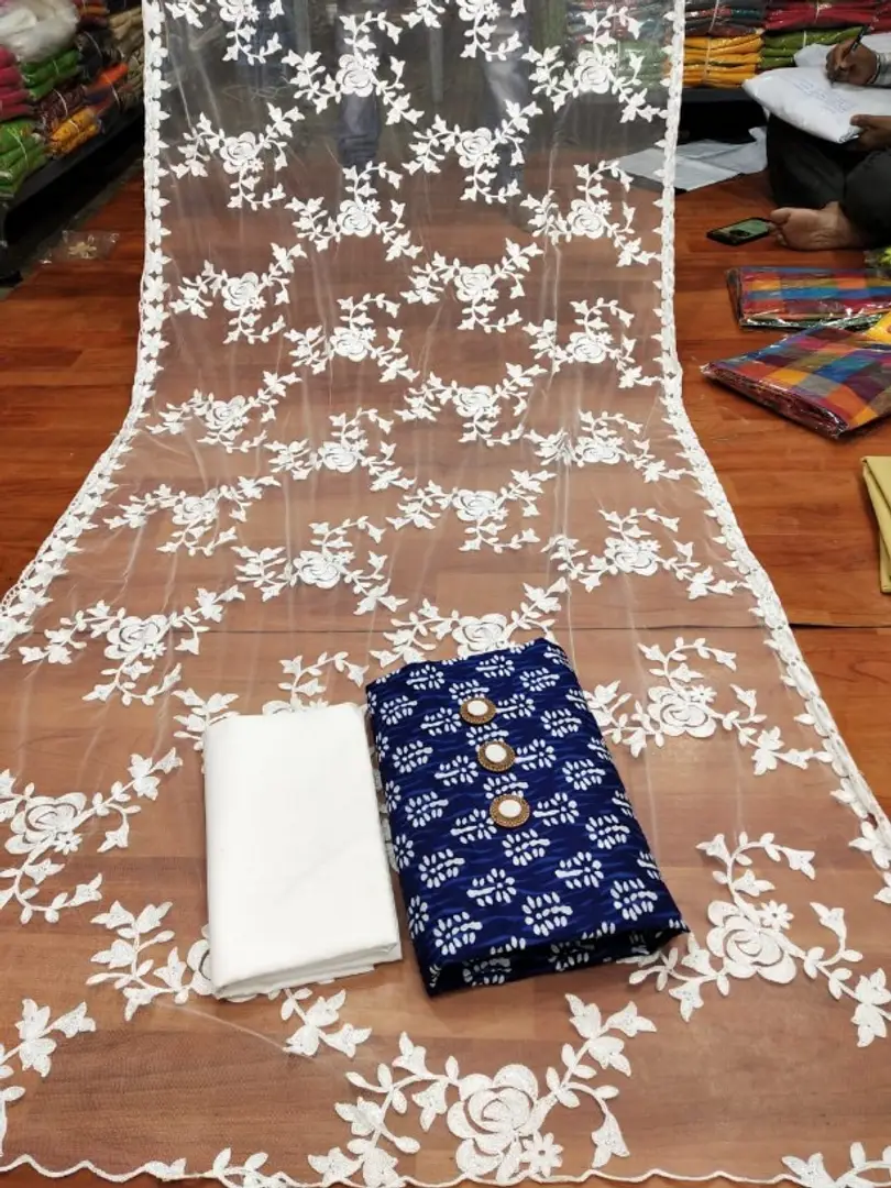 Jaipur Cotton Dress Materials With Chiffon Dupatta - YouTube