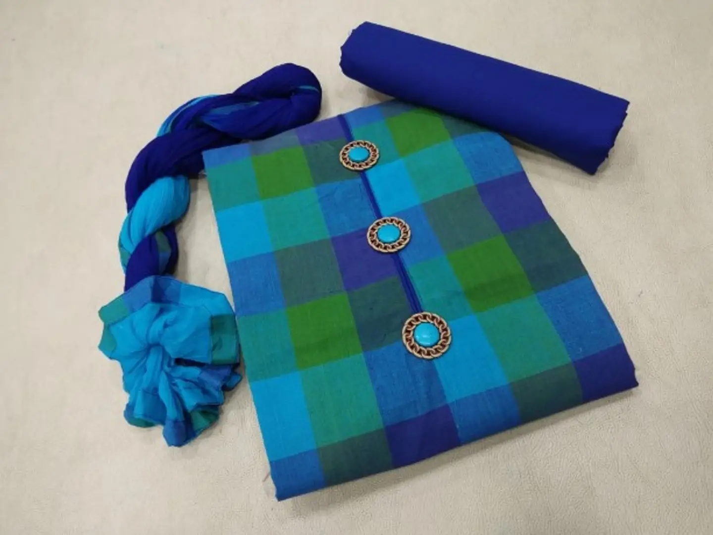 Stunning Hand Loom Cotton Dress Material with Dupatta