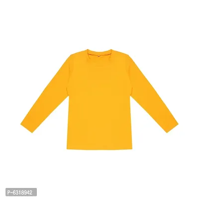 Fabulous Yellow Cotton Solid Round Neck Tees For Boys