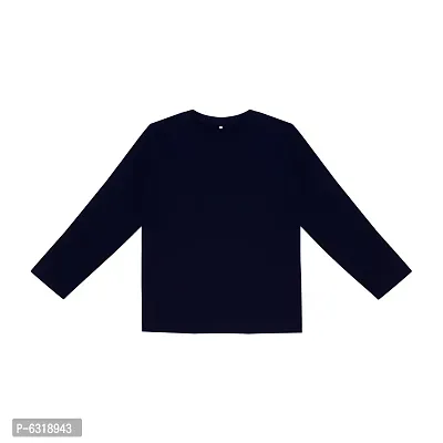 Fabulous Navy Blue Cotton Solid Round Neck Tees For Boys