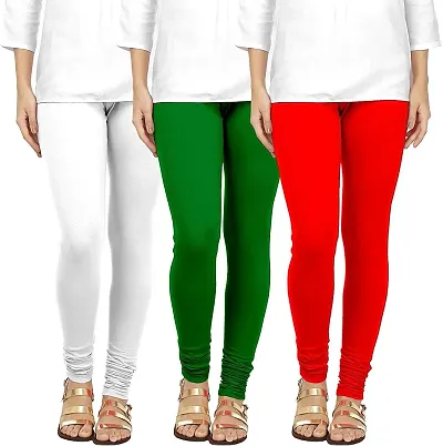 Buy Women's Cotton Lycra Leggings Combo (Pack of 3 Black, White, Red) -  Free Size at