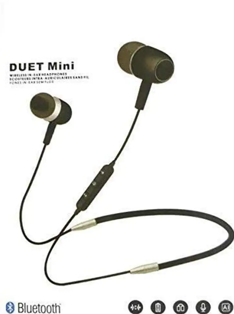 Duet Mini Magnetic Neckband Bluetooth Headset with Mic Extra Bass Stereo Lightweight and Sweat Proof Prefect