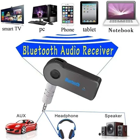Car Bluetooth Device with 3.5mm Connector, USB Cable, Audio Receiver, Adapter Dongle (Black)