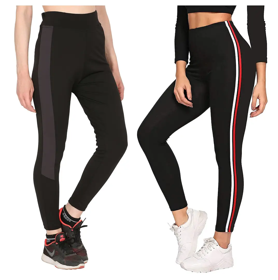 FITG18 Women Yoga Track Pants Stretchable Sports Tights Track Pants for Women Stretchable Sports Tights Track Pant Pack of 2 Free Size 28 34 Inch