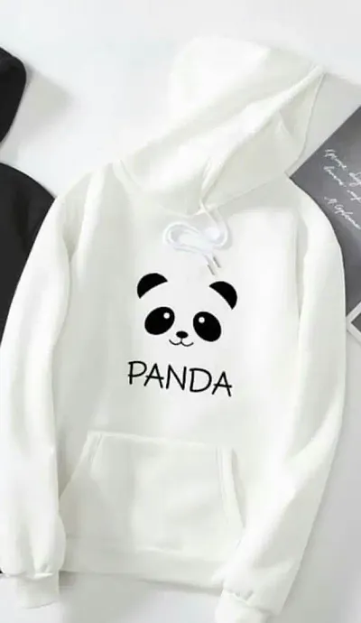 Elegant White Fleece Printed Hoodie for Men