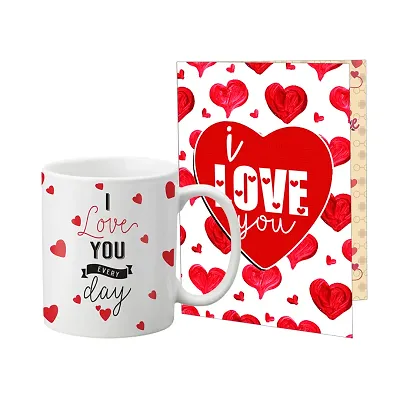 Valentine Special Gift Set Coffee Mug Printed A4 Greeting Card