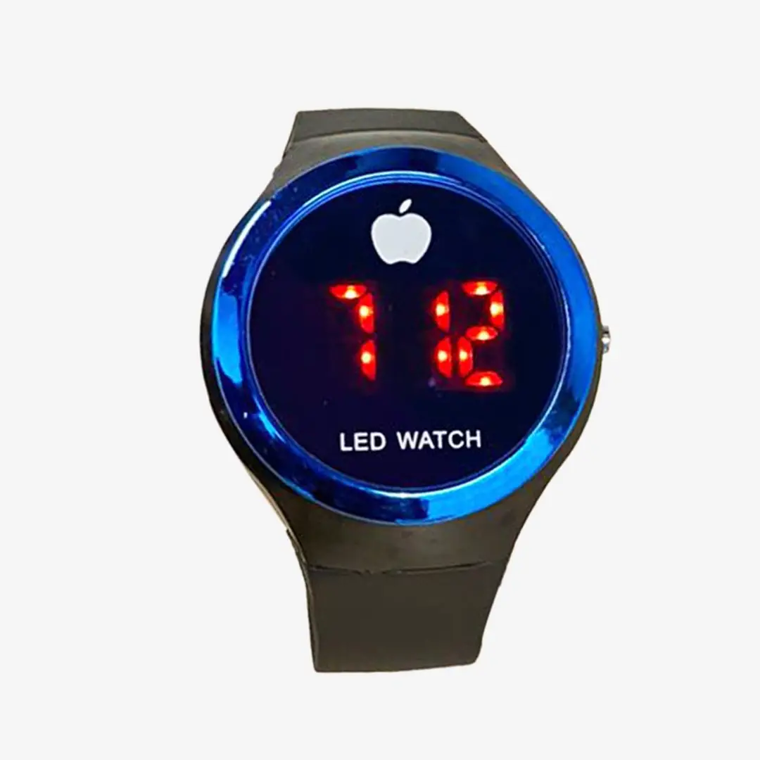 Stylish Round Blue Apple Shape Dial Latest LED Watch Pack Of 1