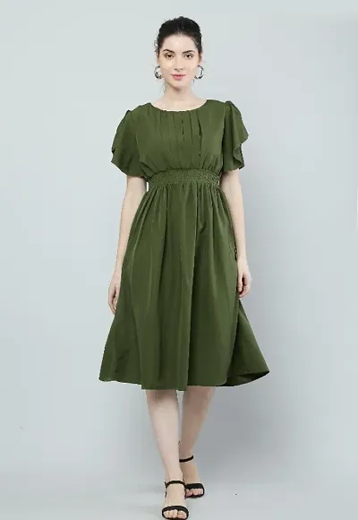 Classic Polyester Solid Dresses For Women