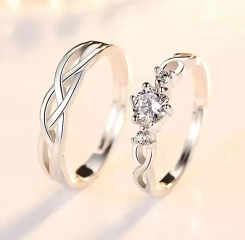Silver Alloy Adjustable Rings Set