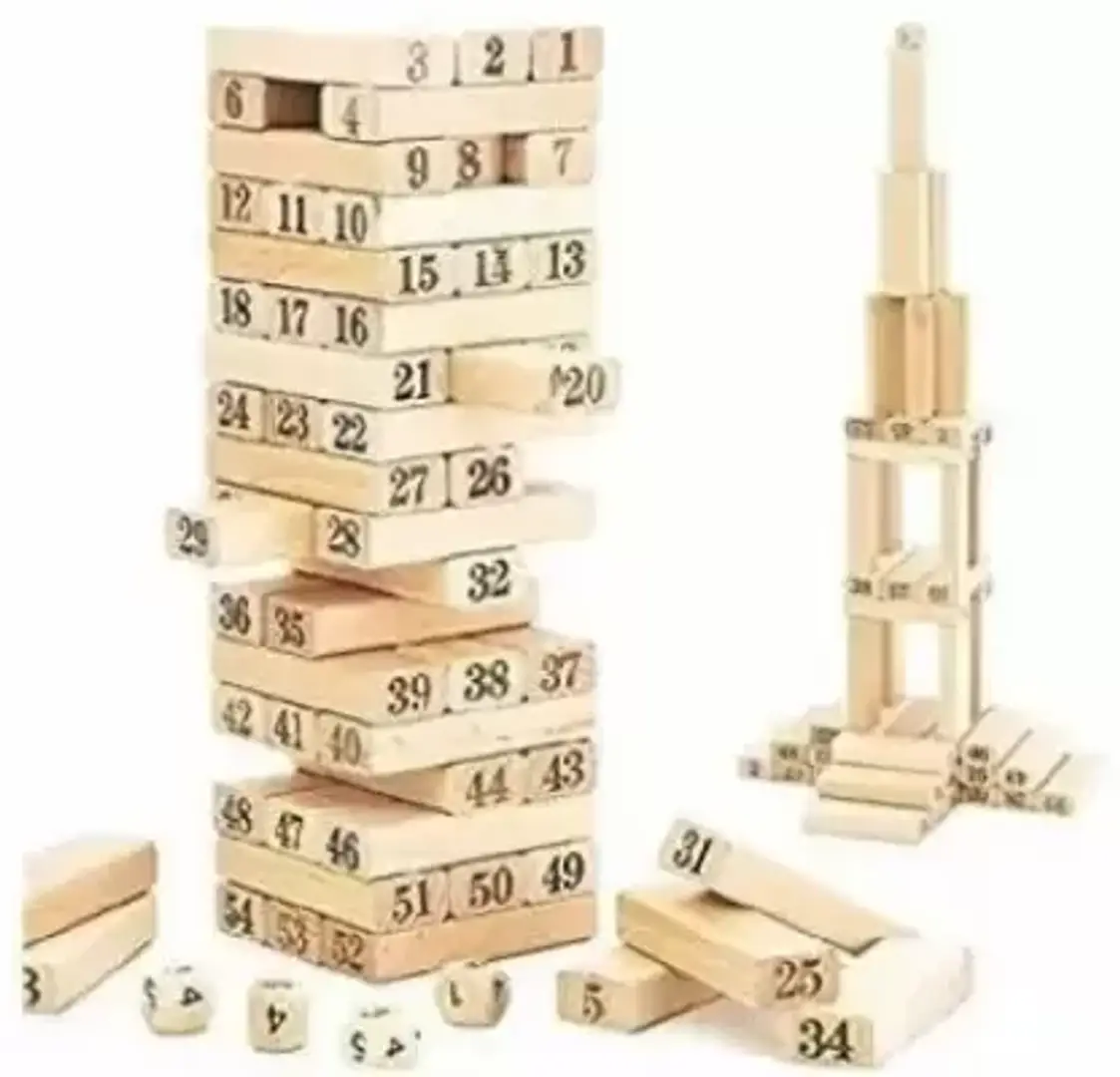 Mayne Timber Tower Tumbling Game For Kids | Wood Block Game Classic  Blocknbsp;nbsp;(Beige)