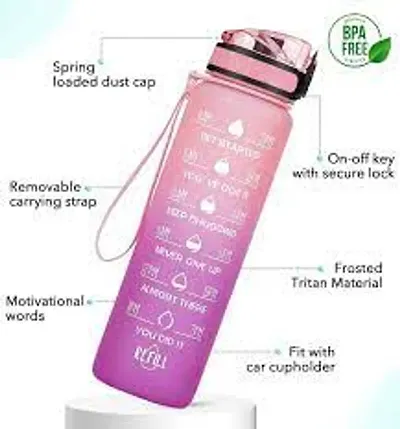 Water Bottle 1 Litre with Motivational Time Marker(multi)
