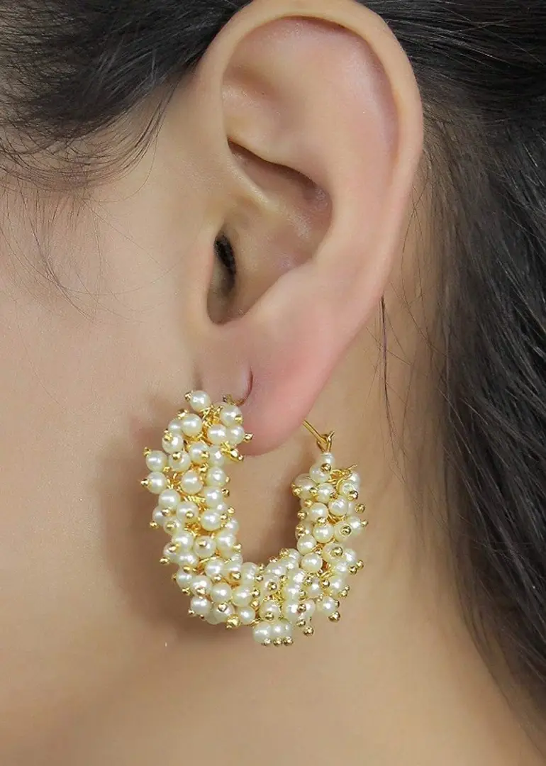 White sales pearl earrings