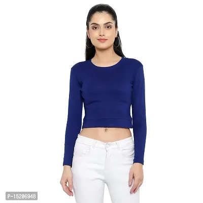 Buy Ayvina Women's/Girls Super Soft Round Neck Full Sleeves Crop Top   Women's Cotton Crop Top T-Shirt with Long Sleeves for Color Rani Online In  India At Discounted Prices