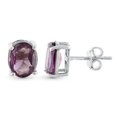Gem O Sparkle 925 Sterling Silver Stud Earring For Women  Girls With Amethyst Stone