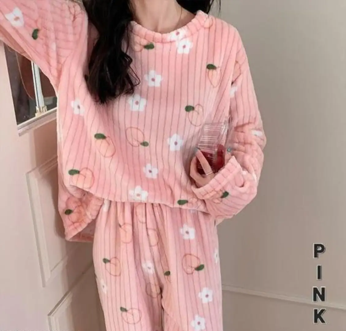 Printed Women's Woolen/Winter Super Soft Kambal Shirt & Pajama Set Night  Suit, Semi-Stretchable